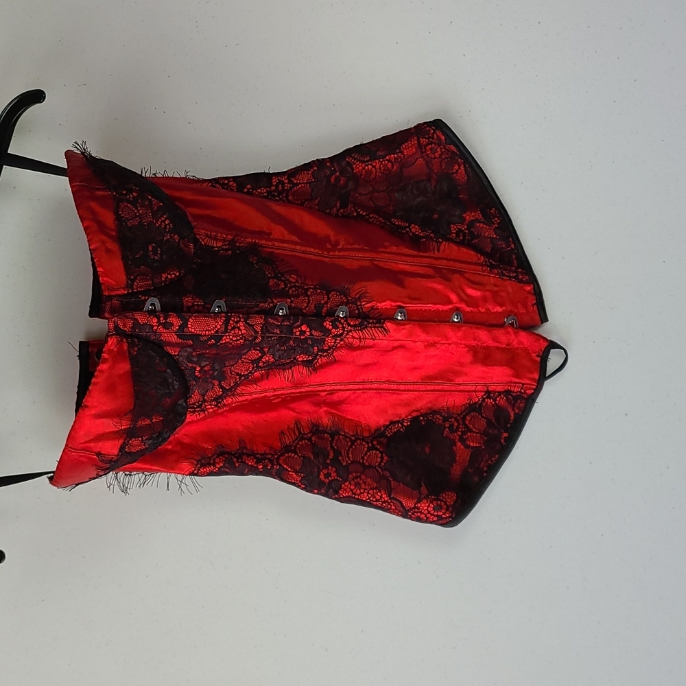 Red and black corset